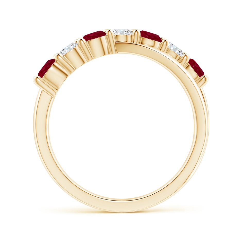 3.5mm AA Round Ruby and Diamond Crossover Ring in Yellow Gold side 199