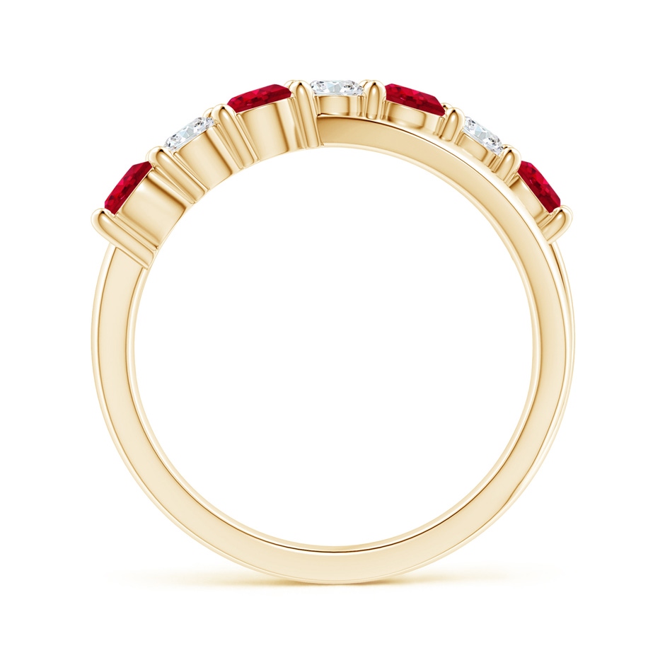 3.5mm AAA Round Ruby and Diamond Crossover Ring in Yellow Gold side 199