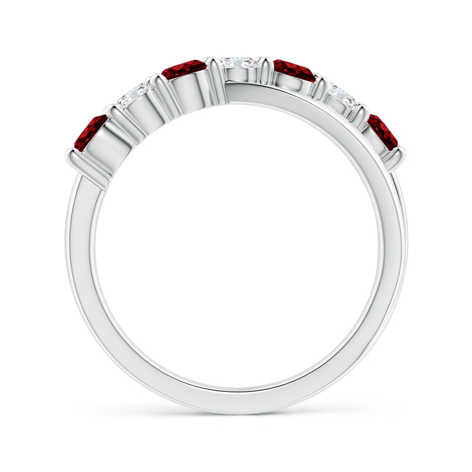 3.5mm AAAA Round Ruby and Diamond Crossover Ring in White Gold side 199