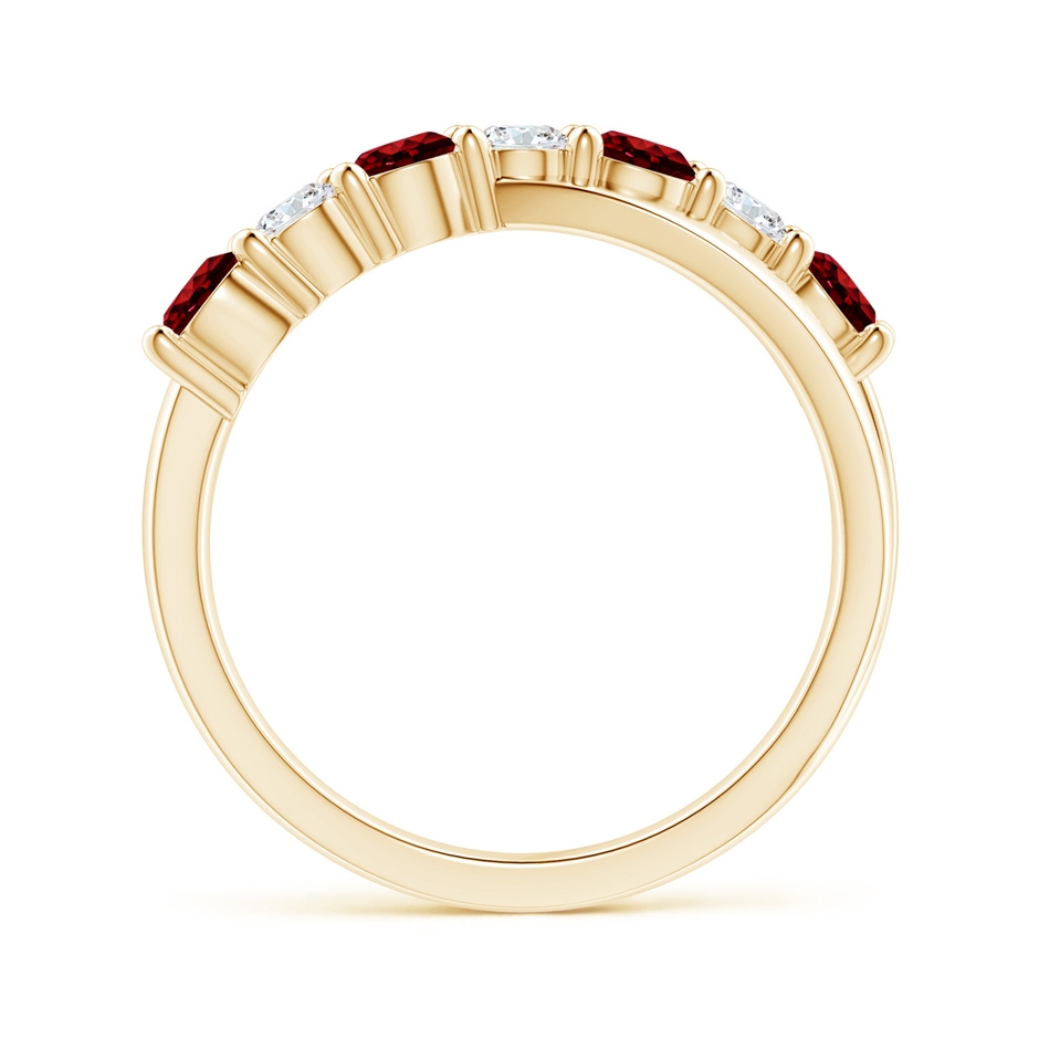 3.5mm AAAA Round Ruby and Diamond Crossover Ring in Yellow Gold side 199