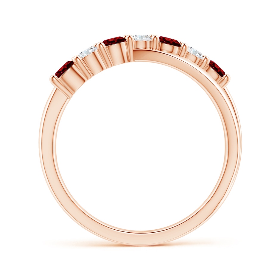 3mm AAAA Round Ruby and Diamond Crossover Ring in Rose Gold side 199