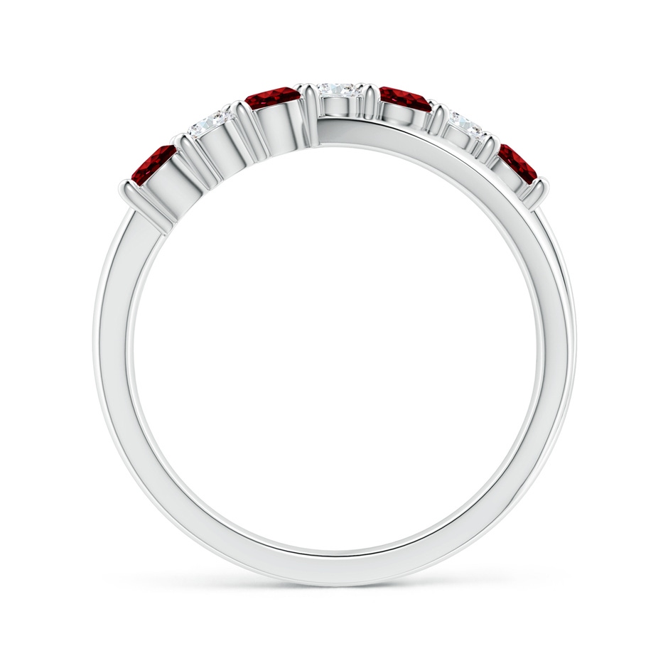 3mm AAAA Round Ruby and Diamond Crossover Ring in White Gold side 199