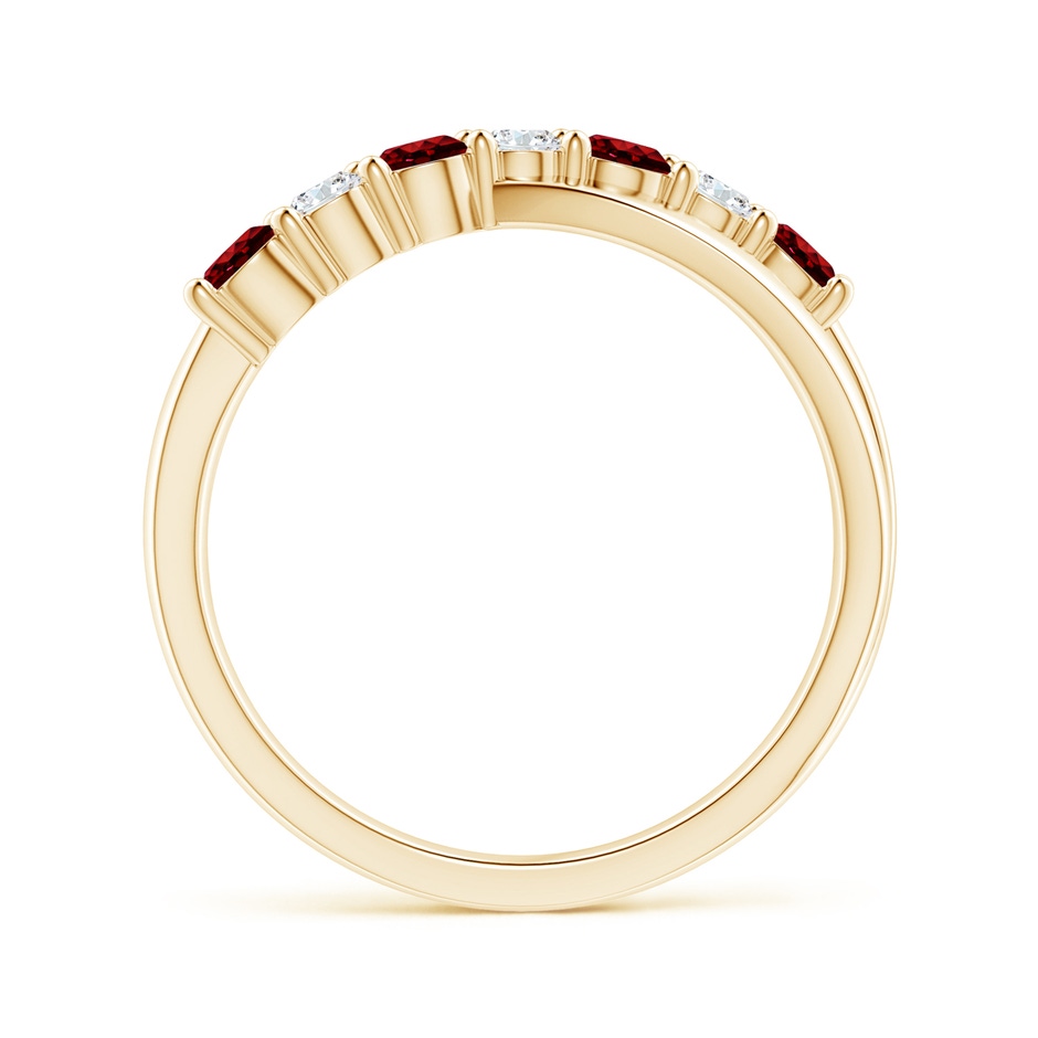 3mm AAAA Round Ruby and Diamond Crossover Ring in Yellow Gold side 199