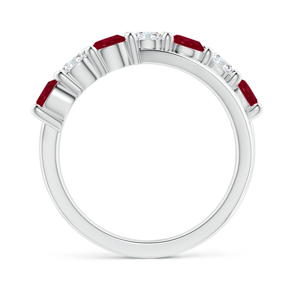 4mm AA Round Ruby and Diamond Crossover Ring in 18K White Gold side 199