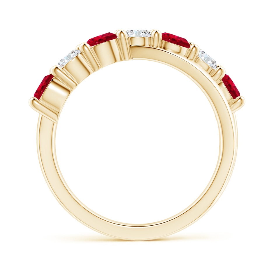 4mm AAA Round Ruby and Diamond Crossover Ring in Yellow Gold side 199
