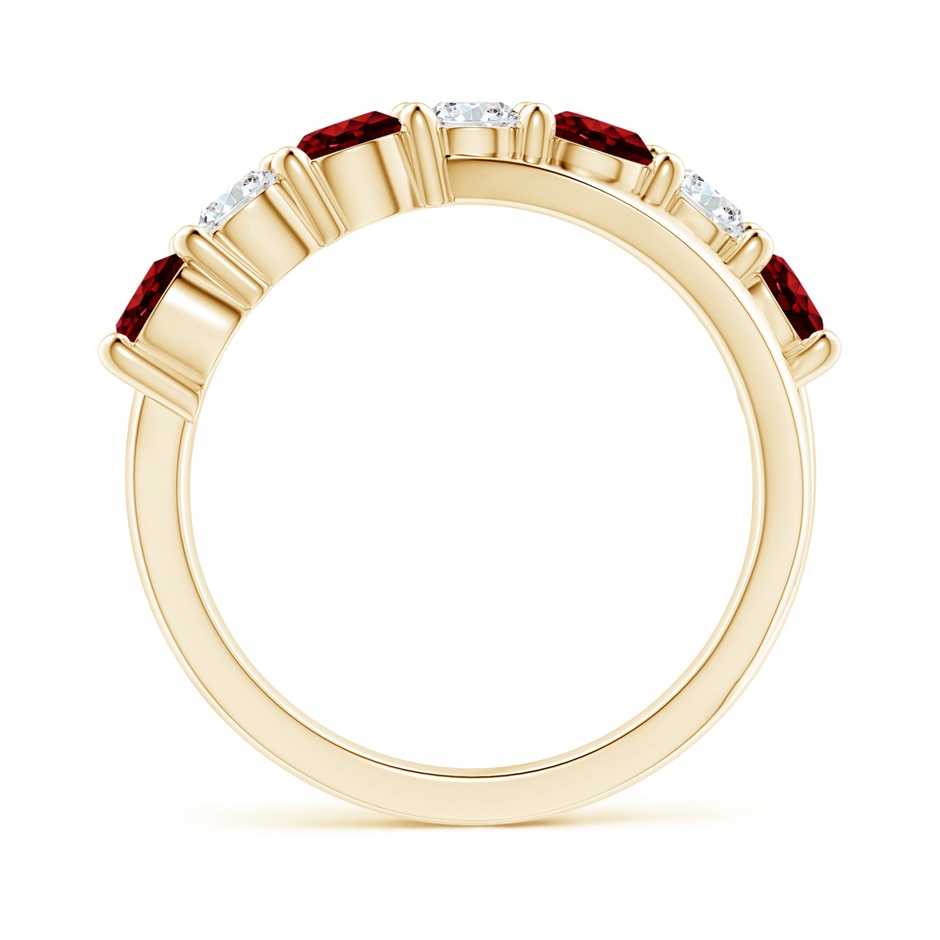 4mm AAAA Round Ruby and Diamond Crossover Ring in 18K Yellow Gold side 199