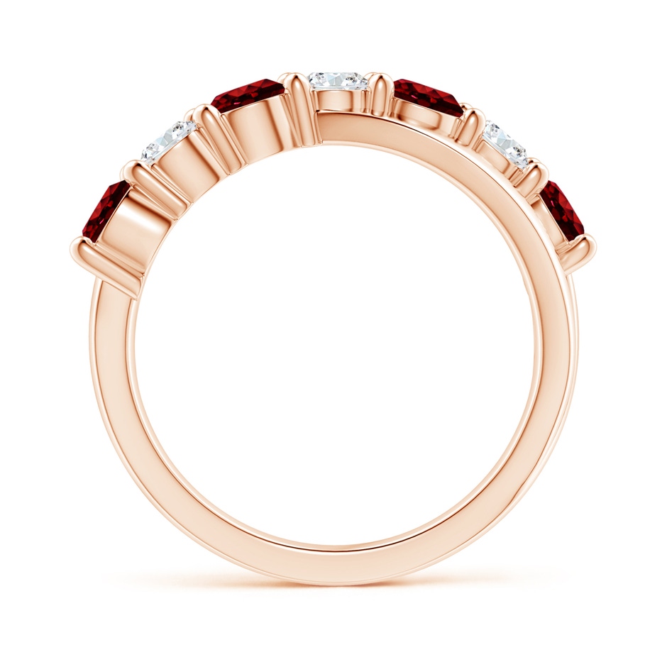 4mm AAAA Round Ruby and Diamond Crossover Ring in Rose Gold side 199