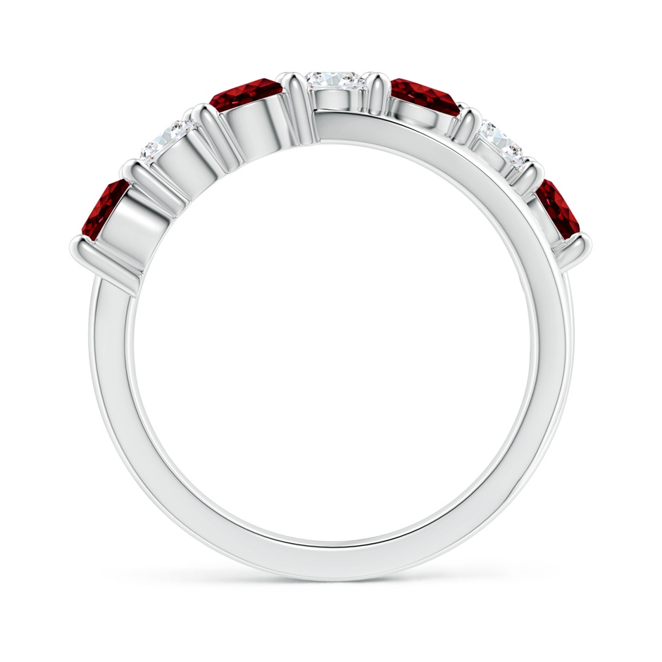 4mm AAAA Round Ruby and Diamond Crossover Ring in White Gold side 199