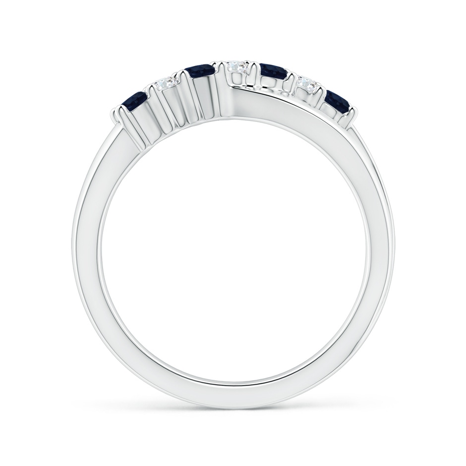 2.5mm A Round Blue Sapphire and Diamond Crossover Ring in White Gold Side 199