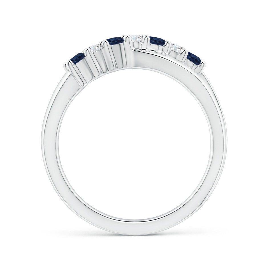 2.5mm AA Round Blue Sapphire and Diamond Crossover Ring in P950 Platinum Side 199