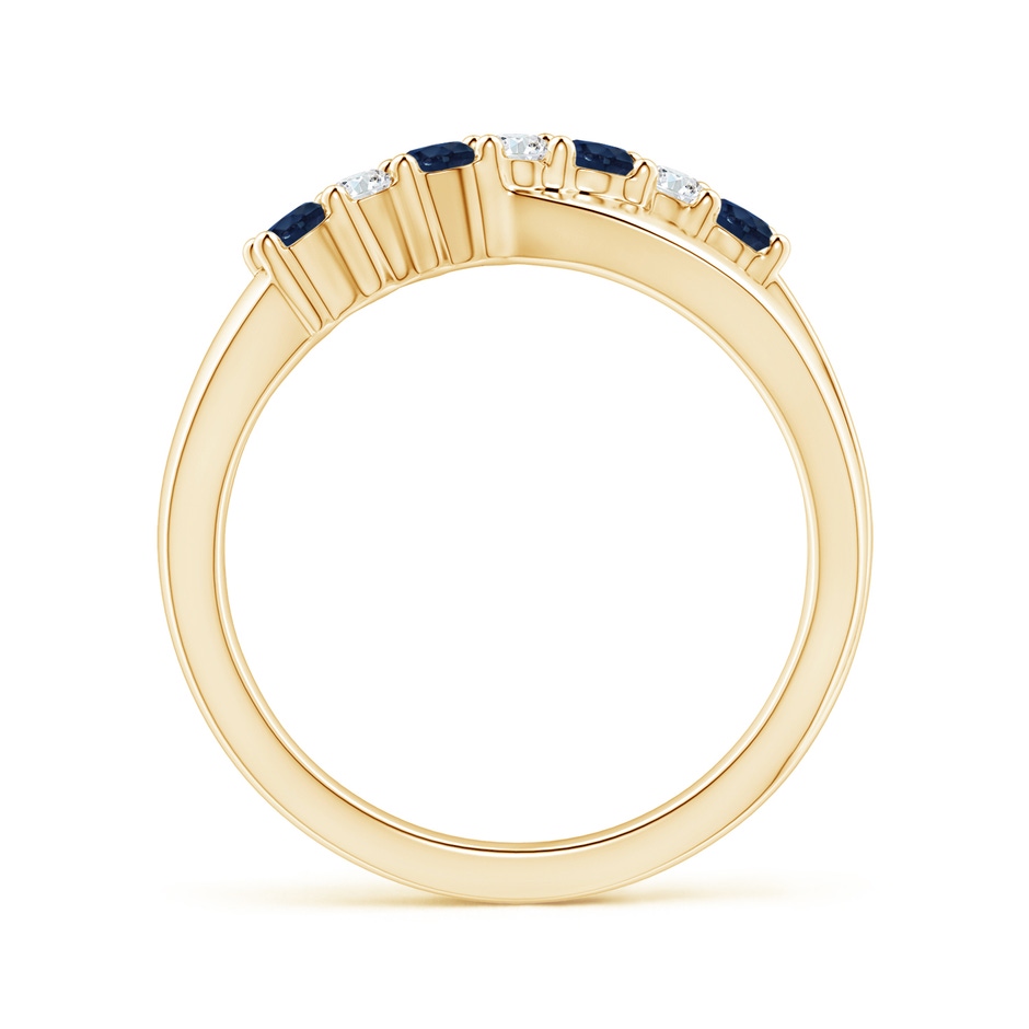2.5mm AA Round Blue Sapphire and Diamond Crossover Ring in Yellow Gold Side 199