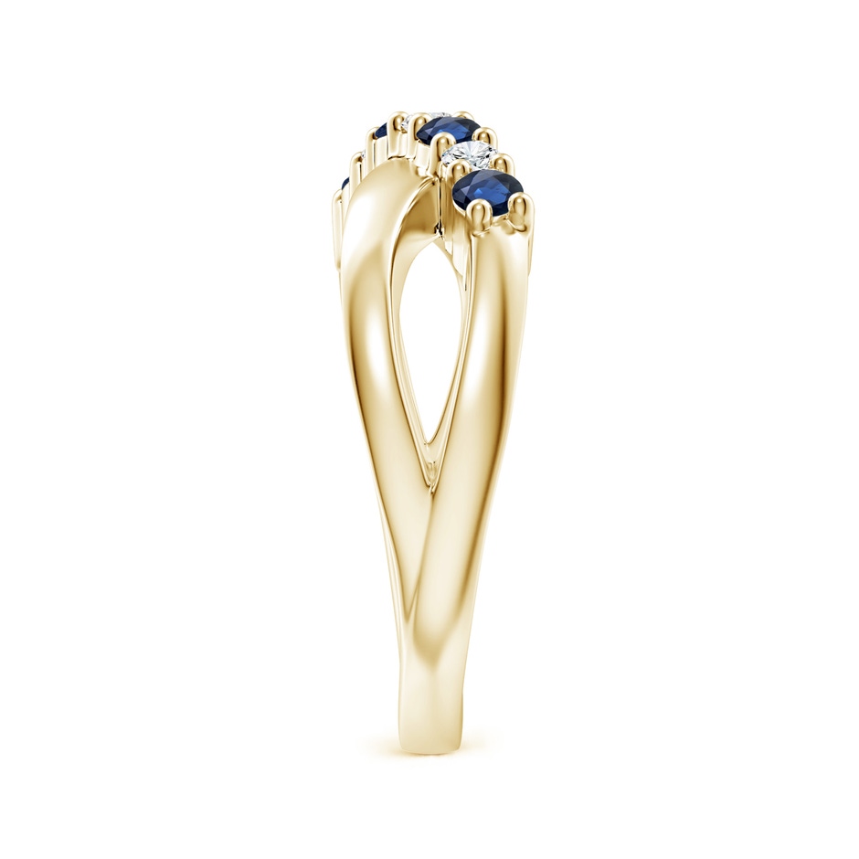 2.5mm AA Round Blue Sapphire and Diamond Crossover Ring in Yellow Gold Side 299