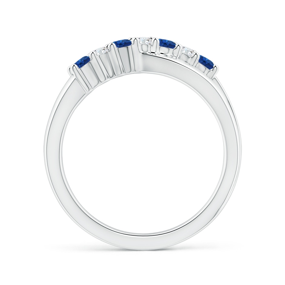 2.5mm AAA Round Blue Sapphire and Diamond Crossover Ring in P950 Platinum Side 199