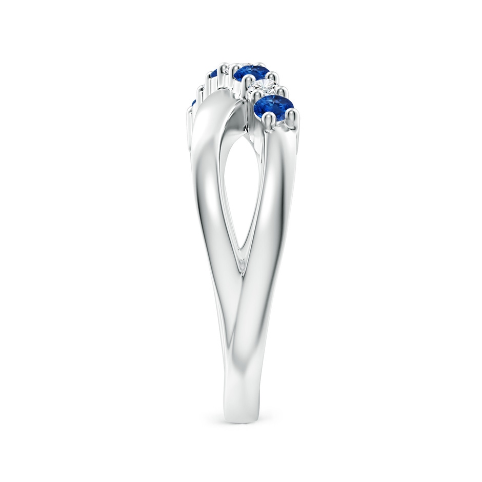 2.5mm AAA Round Blue Sapphire and Diamond Crossover Ring in P950 Platinum Side 299