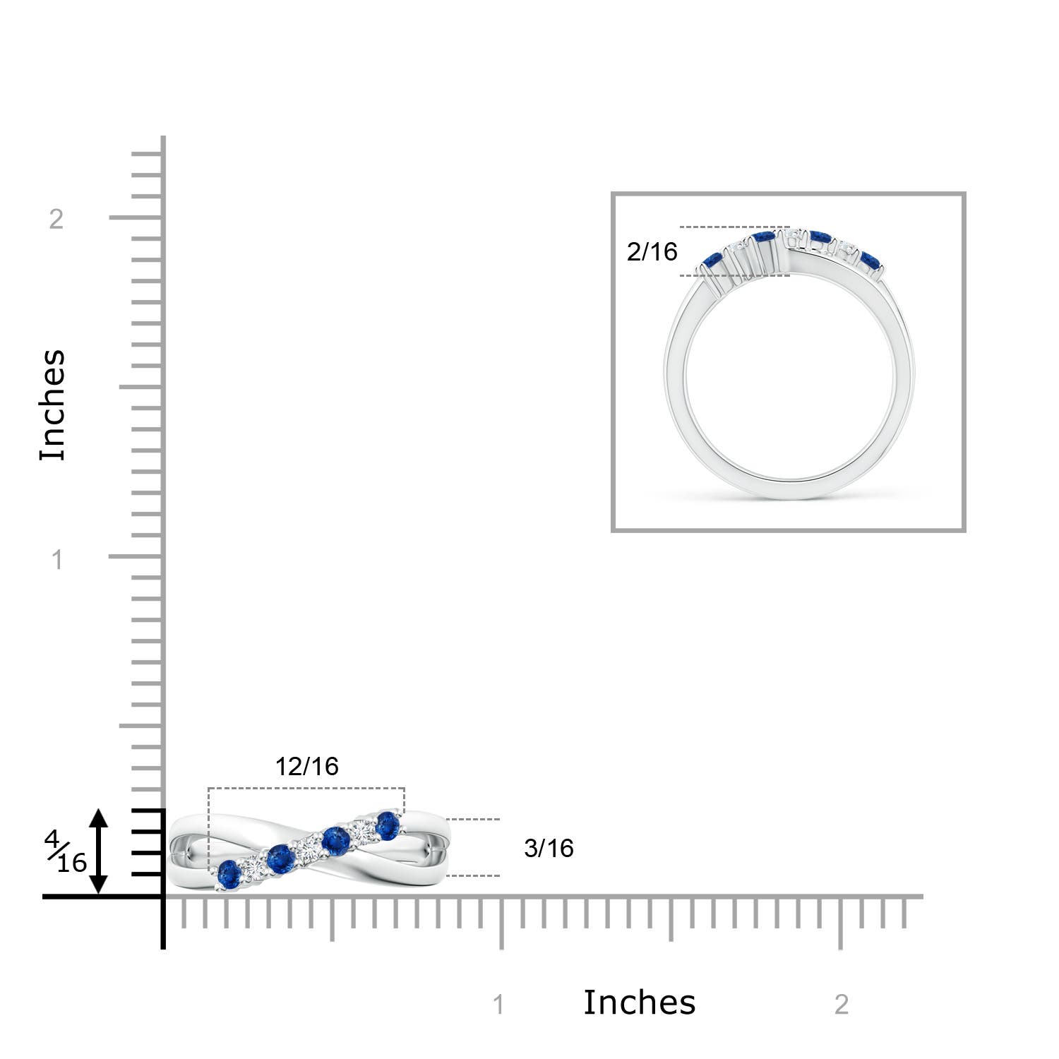 AAA - Blue Sapphire / 0.48 CT / 14 KT White Gold