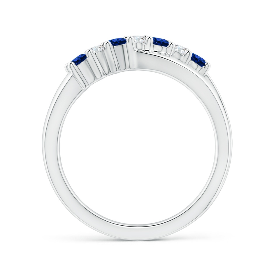 2.5mm AAAA Round Blue Sapphire and Diamond Crossover Ring in P950 Platinum Side 199