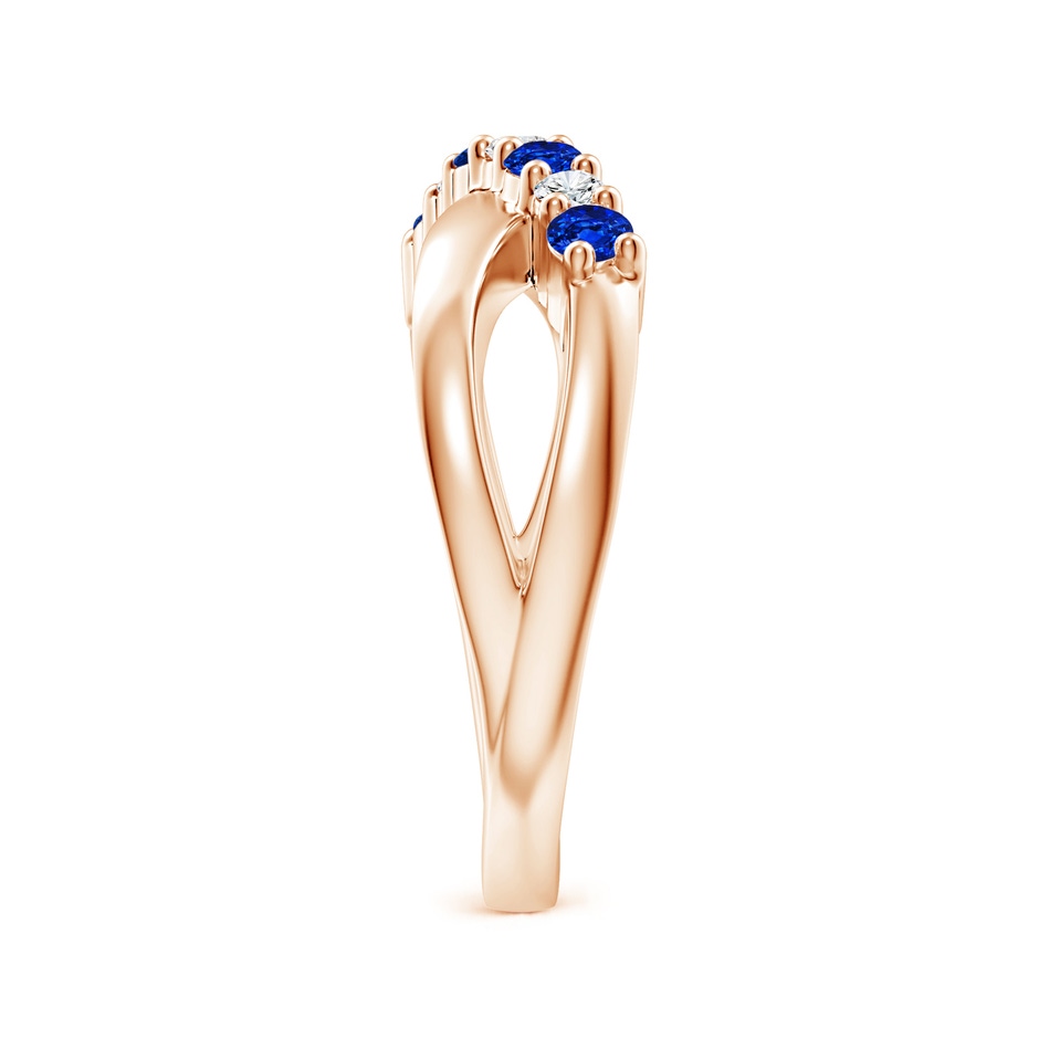 2.5mm AAAA Round Blue Sapphire and Diamond Crossover Ring in Rose Gold Side 299