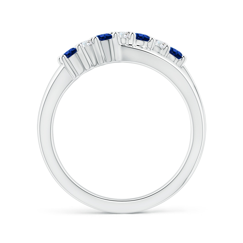2.5mm AAAA Round Blue Sapphire and Diamond Crossover Ring in White Gold Side 199