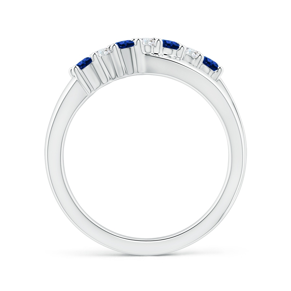 2.5mm AAAA Round Blue Sapphire and Diamond Crossover Ring in White Gold side 199