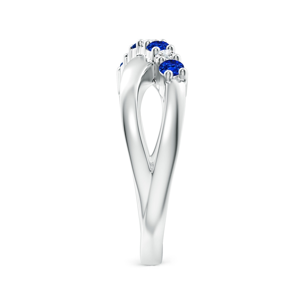 2.5mm AAAA Round Blue Sapphire and Diamond Crossover Ring in White Gold Side 299