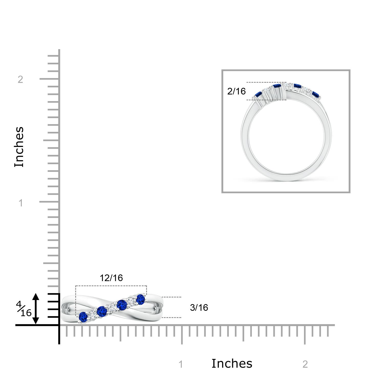 AAAA - Blue Sapphire / 0.48 CT / 14 KT White Gold