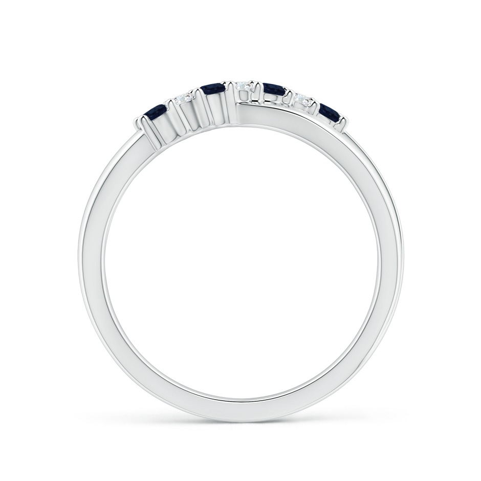 2mm A Round Blue Sapphire and Diamond Crossover Ring in P950 Platinum Side 199