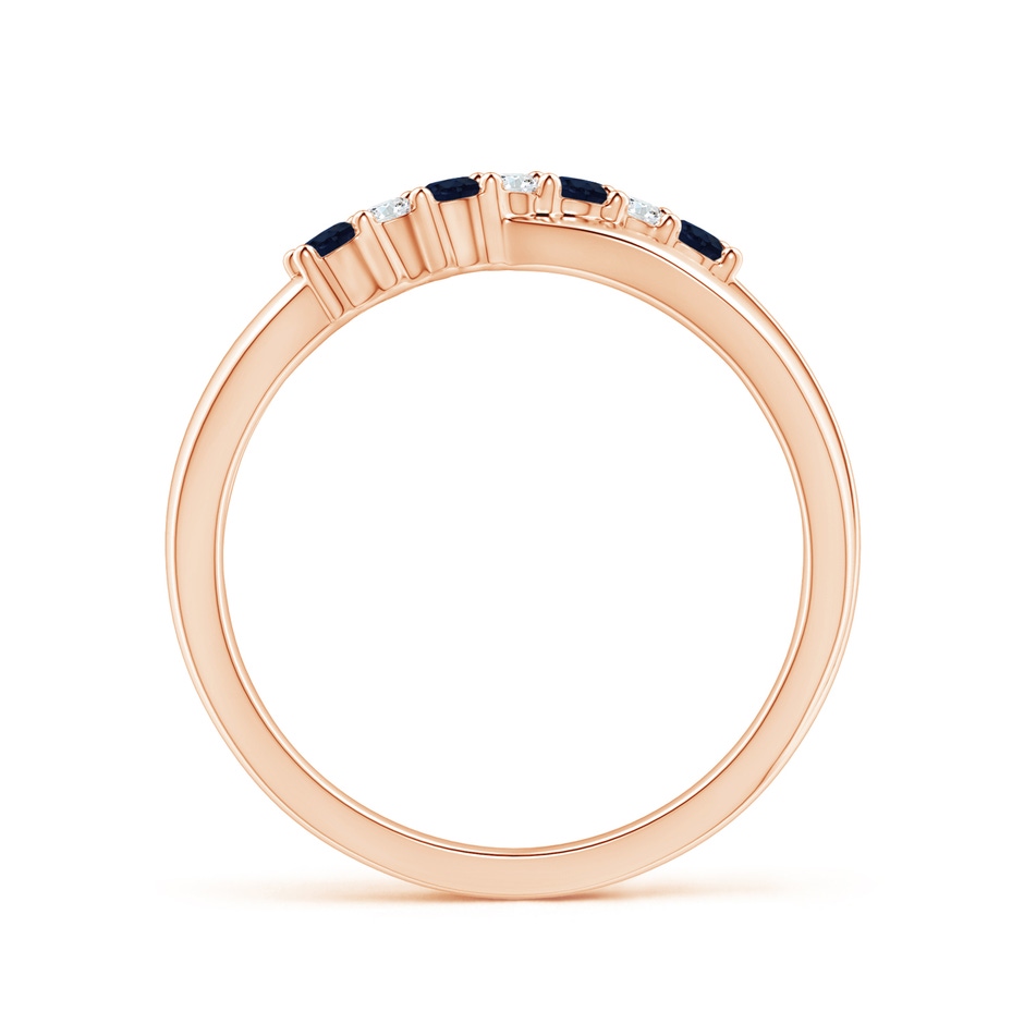 2mm A Round Blue Sapphire and Diamond Crossover Ring in Rose Gold Side 199