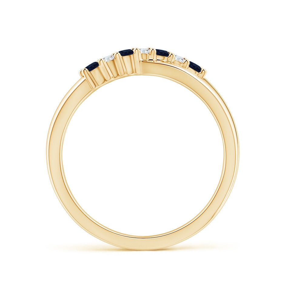 2mm A Round Blue Sapphire and Diamond Crossover Ring in Yellow Gold Side 199