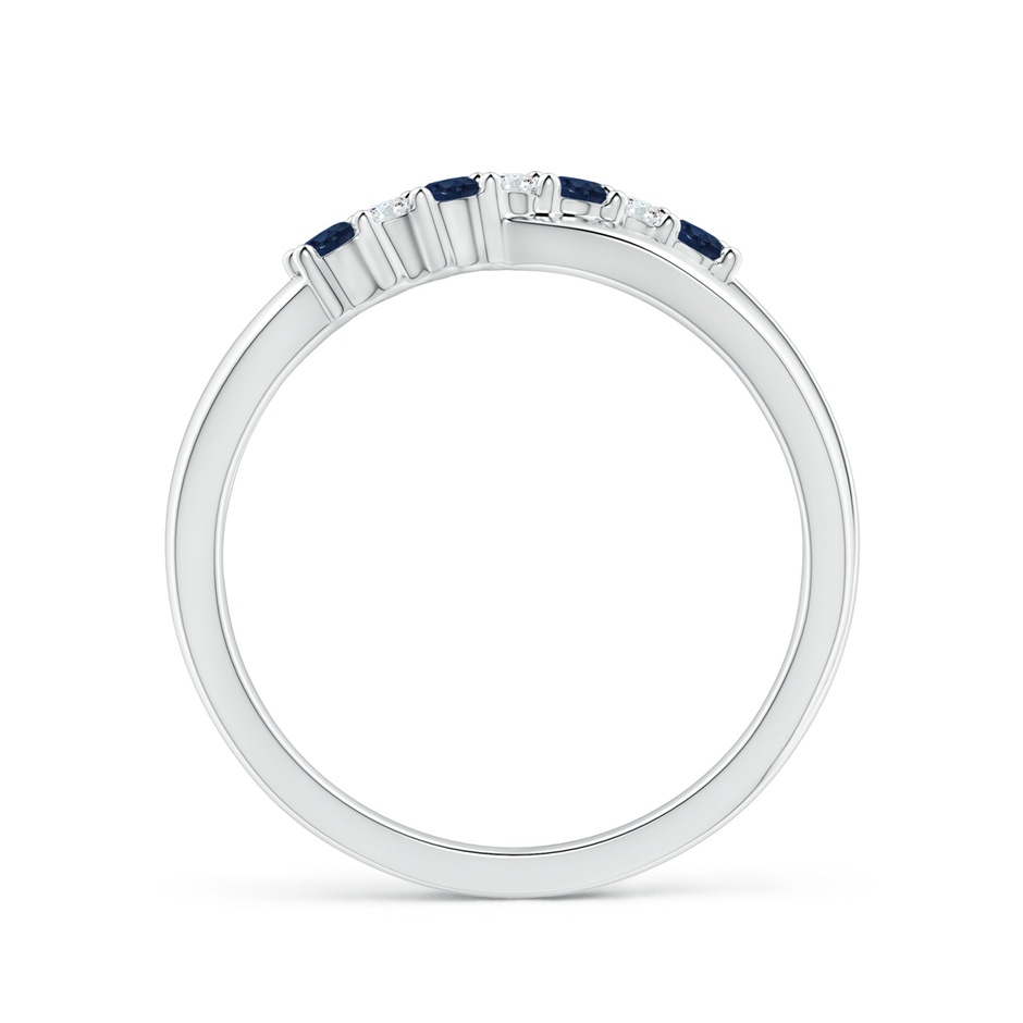 2mm AA Round Blue Sapphire and Diamond Crossover Ring in P950 Platinum Side 199