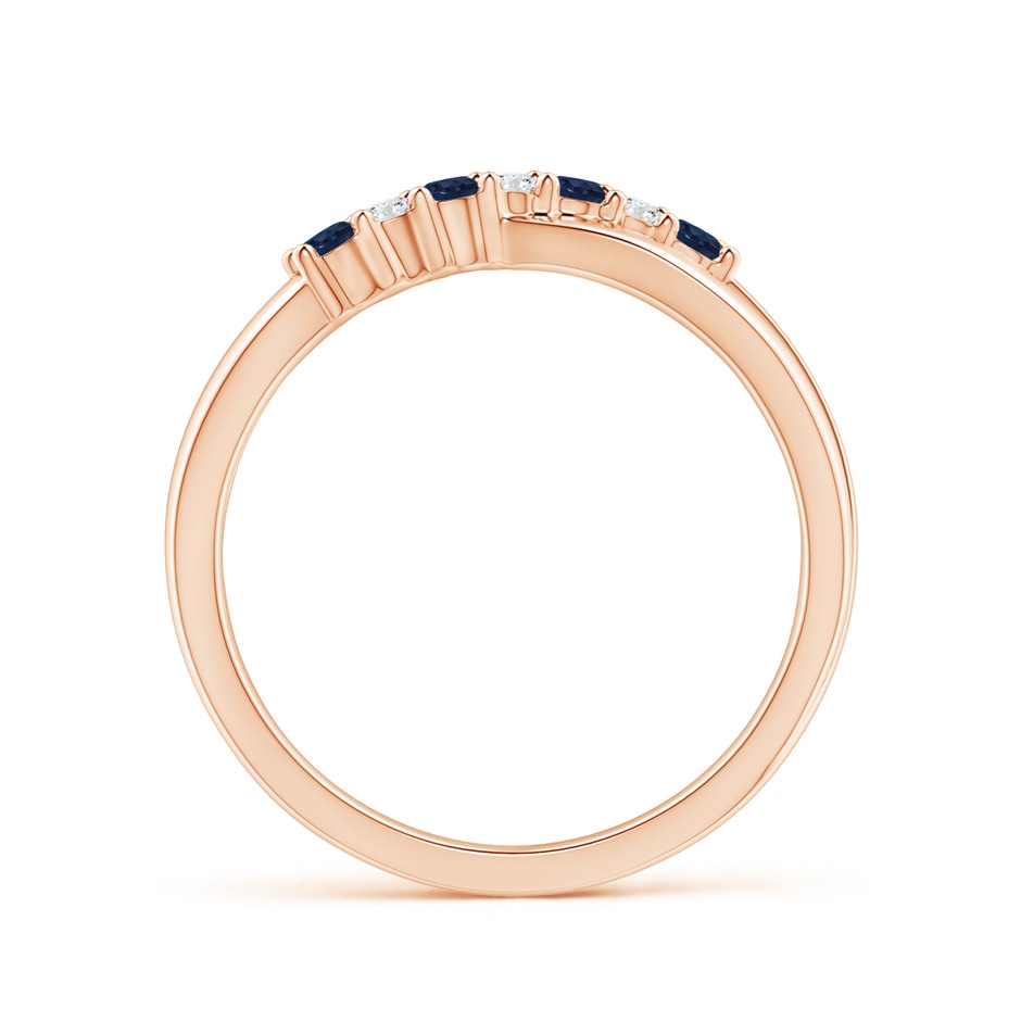 2mm AA Round Blue Sapphire and Diamond Crossover Ring in Rose Gold Side 199