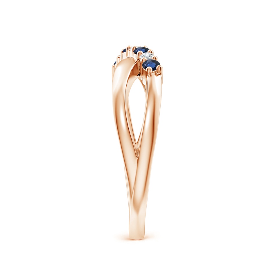 2mm AA Round Blue Sapphire and Diamond Crossover Ring in Rose Gold Side 299