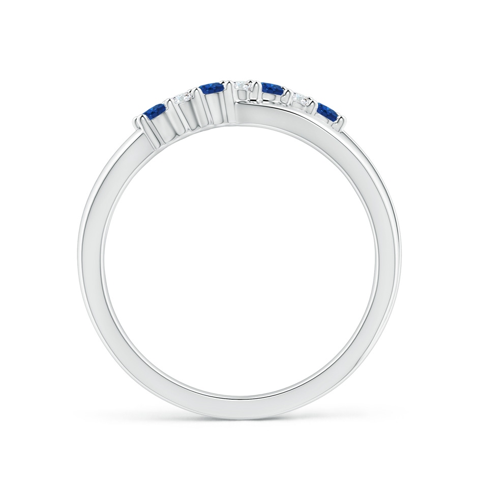 2mm AAA Round Blue Sapphire and Diamond Crossover Ring in P950 Platinum Side 199
