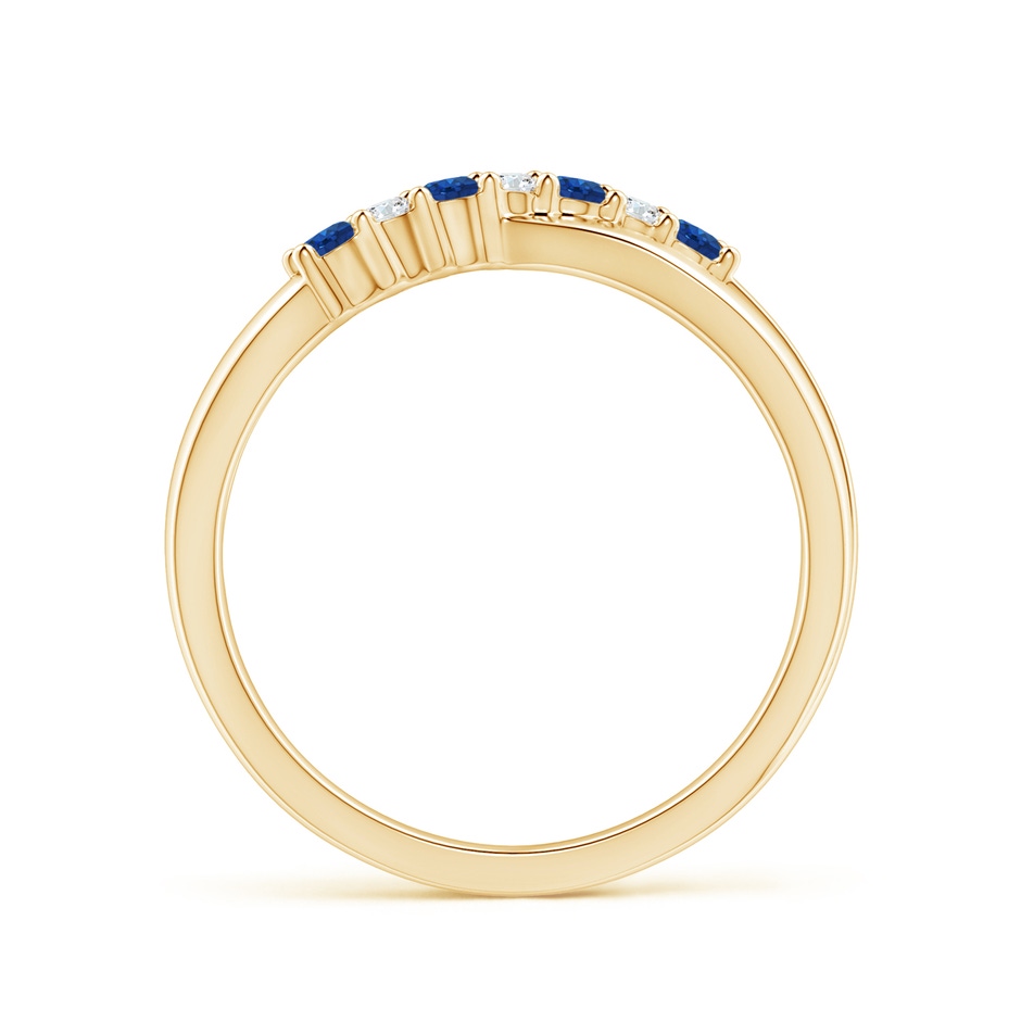 2mm AAA Round Blue Sapphire and Diamond Crossover Ring in Yellow Gold Side 199