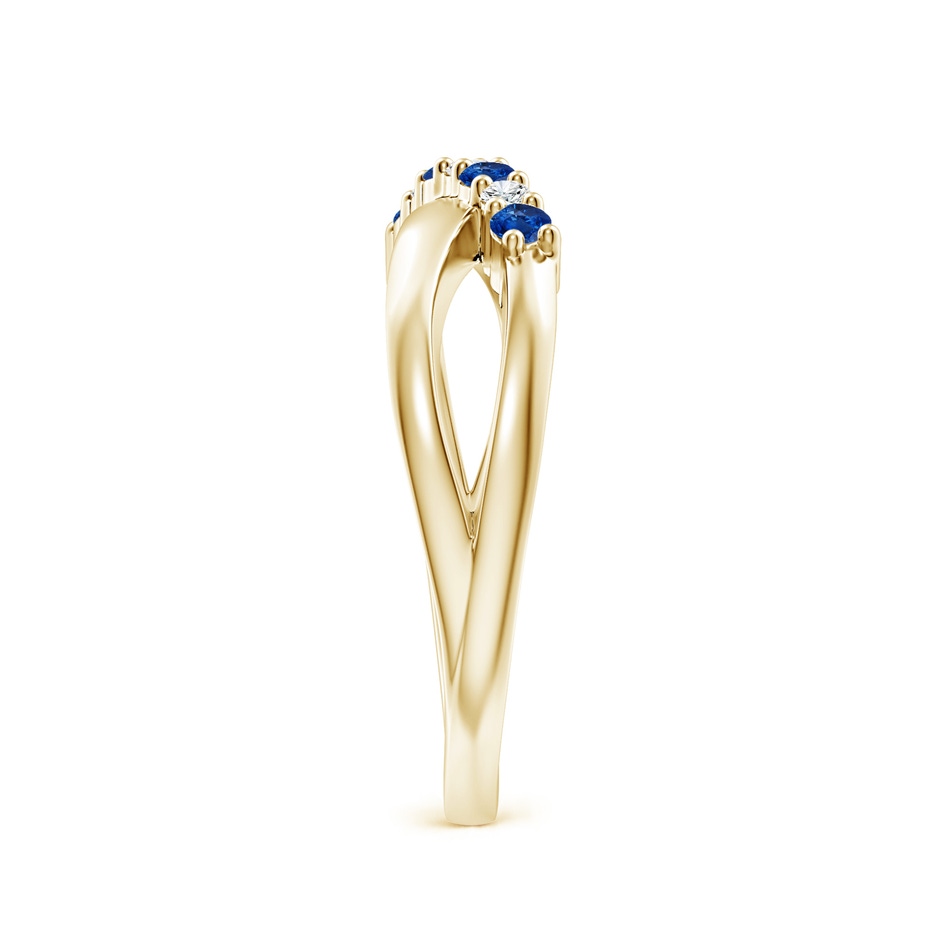 2mm AAA Round Blue Sapphire and Diamond Crossover Ring in Yellow Gold Side 299