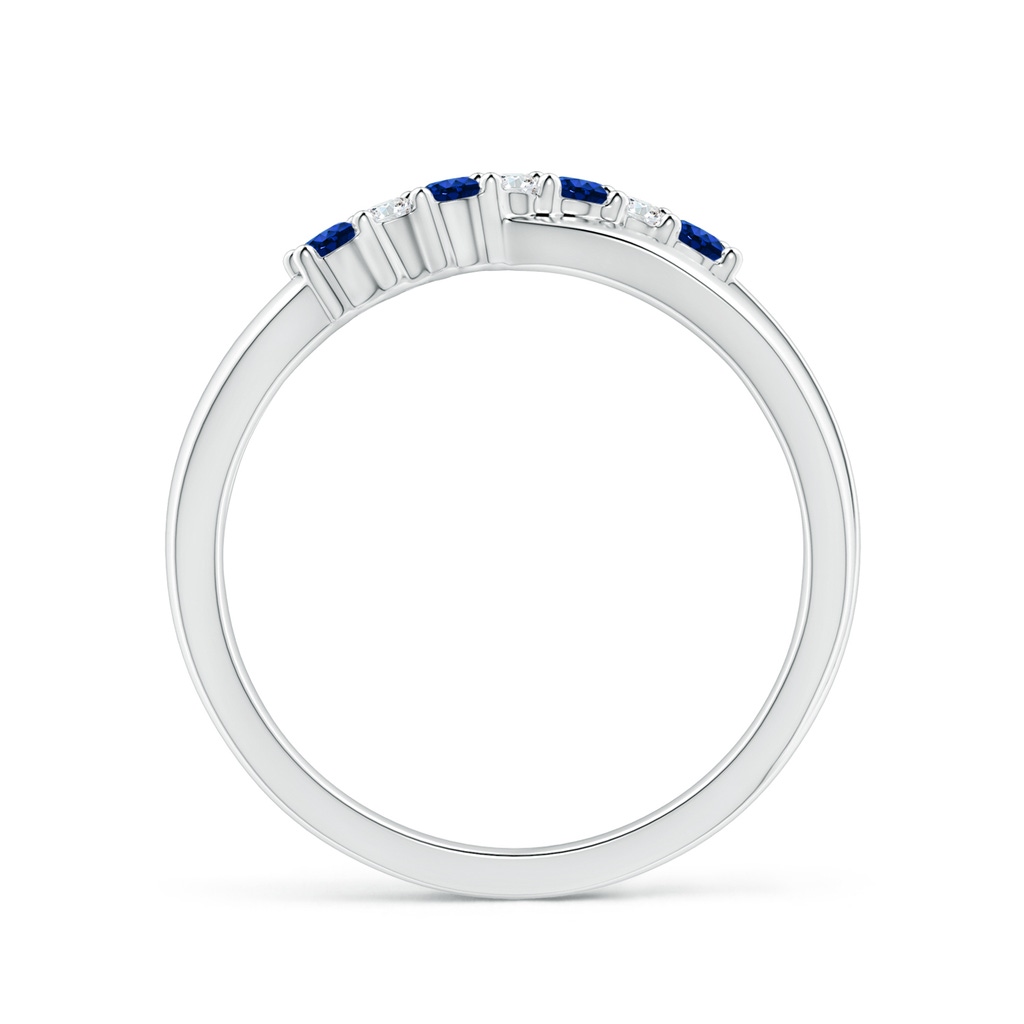 2mm AAAA Round Blue Sapphire and Diamond Crossover Ring in P950 Platinum - side 199