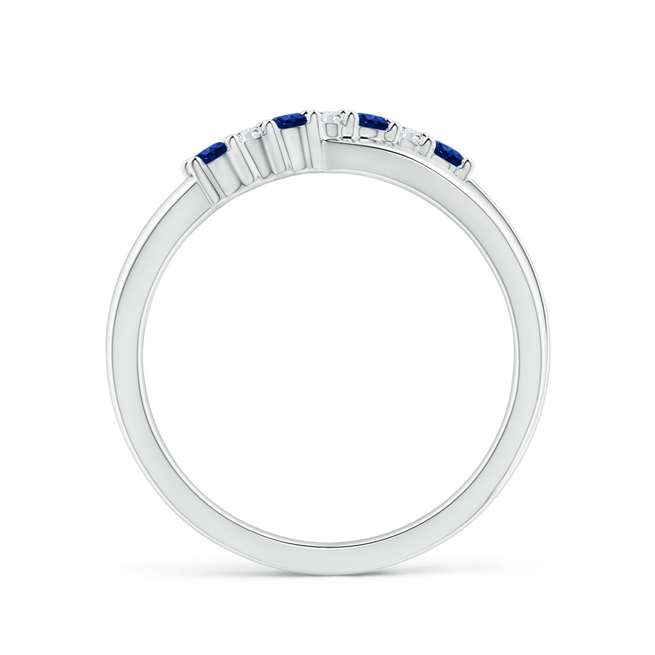 2mm AAAA Round Blue Sapphire and Diamond Crossover Ring in P950 Platinum Side 199