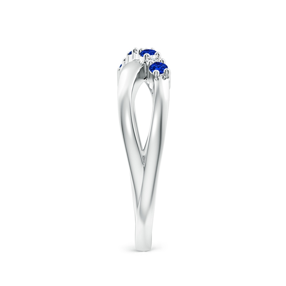 2mm AAAA Round Blue Sapphire and Diamond Crossover Ring in P950 Platinum Side 299