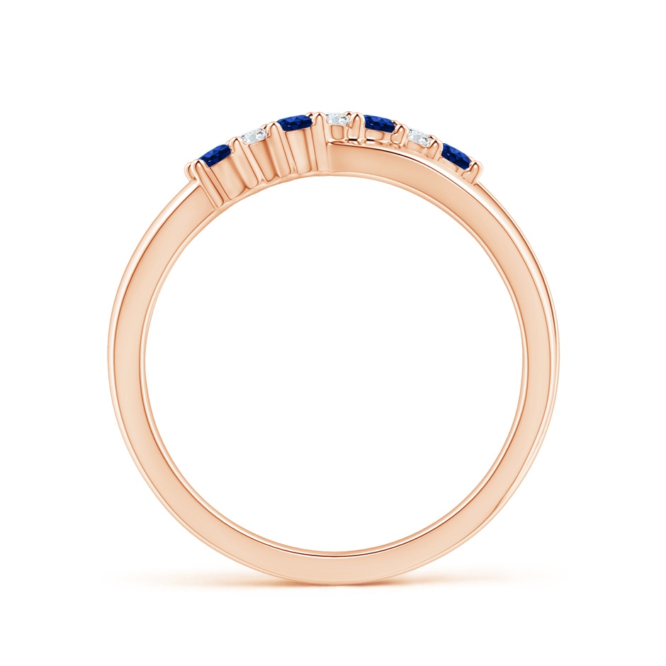 2mm AAAA Round Blue Sapphire and Diamond Crossover Ring in Rose Gold Side 199