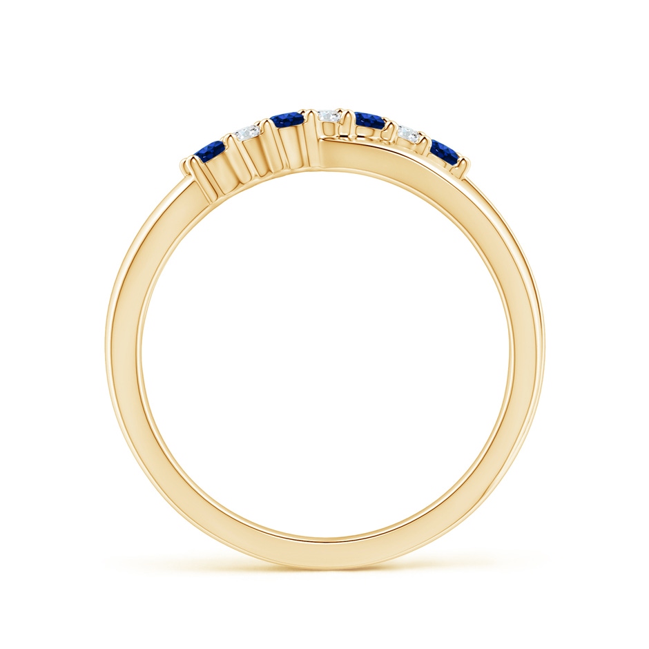 2mm AAAA Round Blue Sapphire and Diamond Crossover Ring in Yellow Gold Side 199