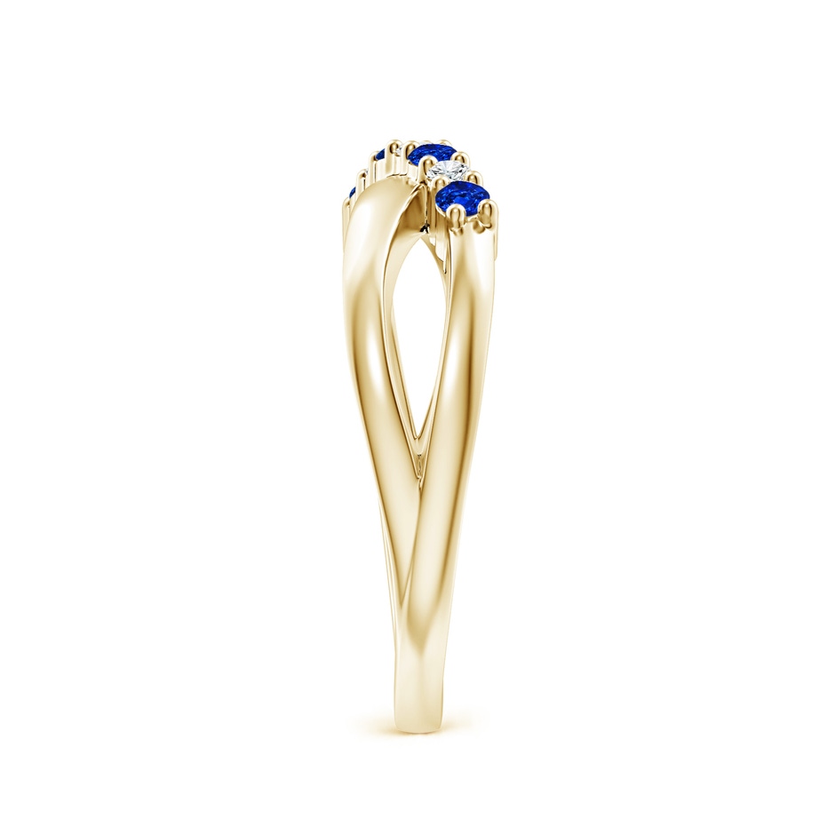 2mm AAAA Round Blue Sapphire and Diamond Crossover Ring in Yellow Gold Side 299