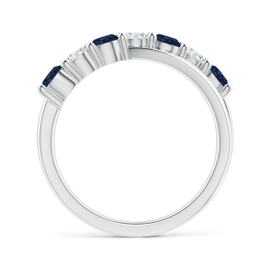 3.5mm AA Round Blue Sapphire and Diamond Crossover Ring in P950 Platinum Side 199