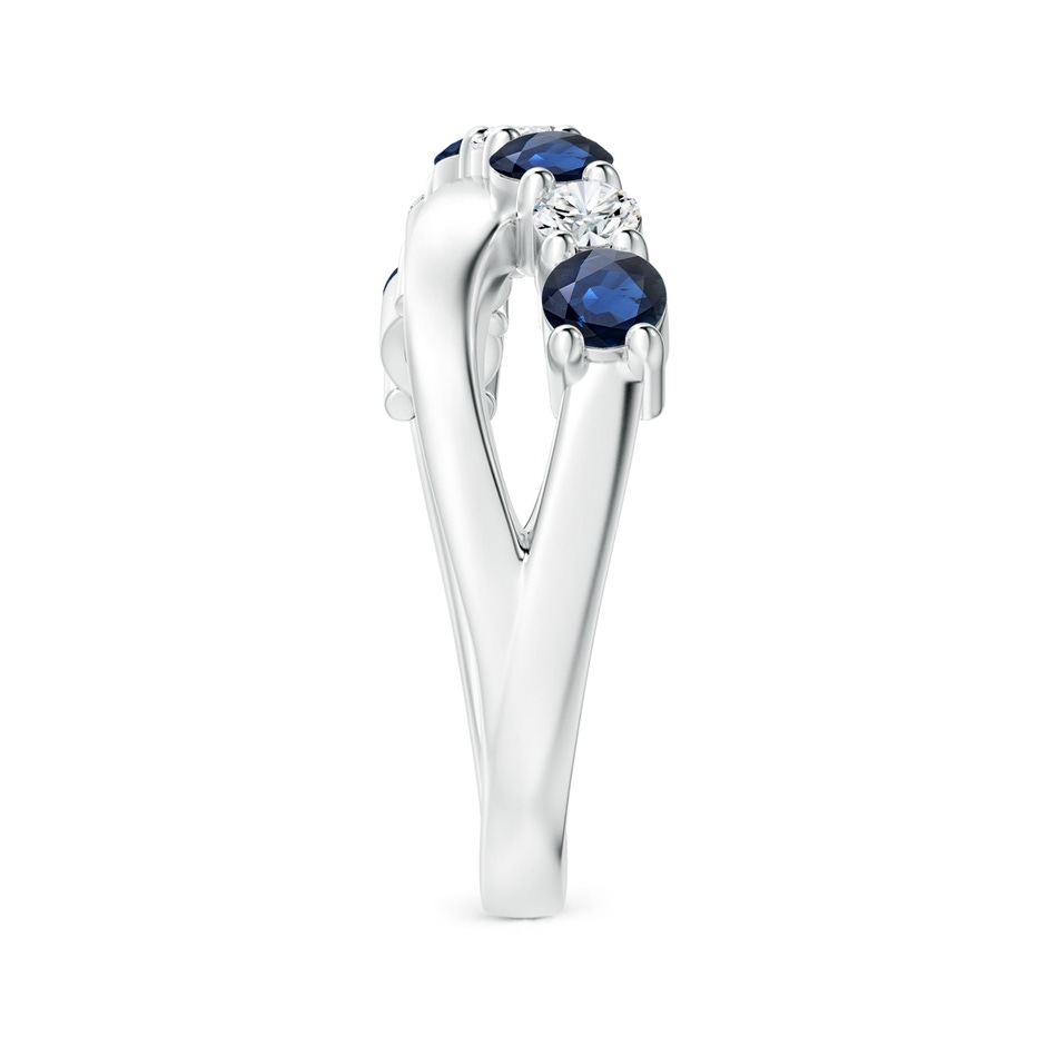 3.5mm AA Round Blue Sapphire and Diamond Crossover Ring in P950 Platinum Side 299
