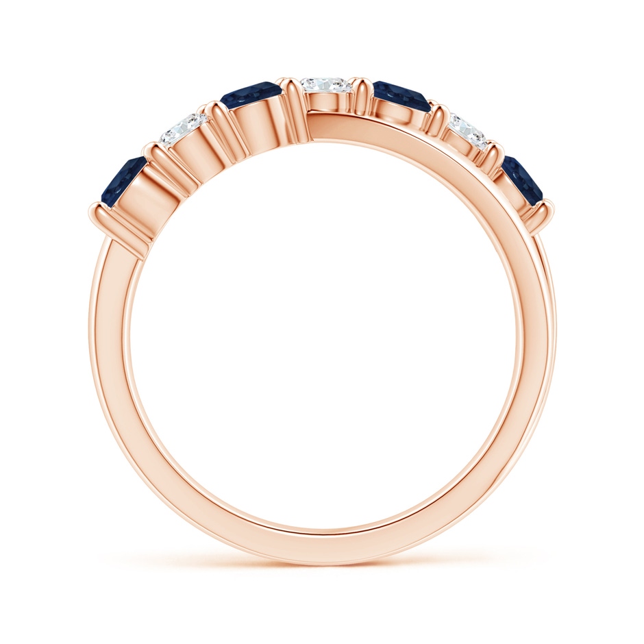3.5mm AA Round Blue Sapphire and Diamond Crossover Ring in Rose Gold Side 199