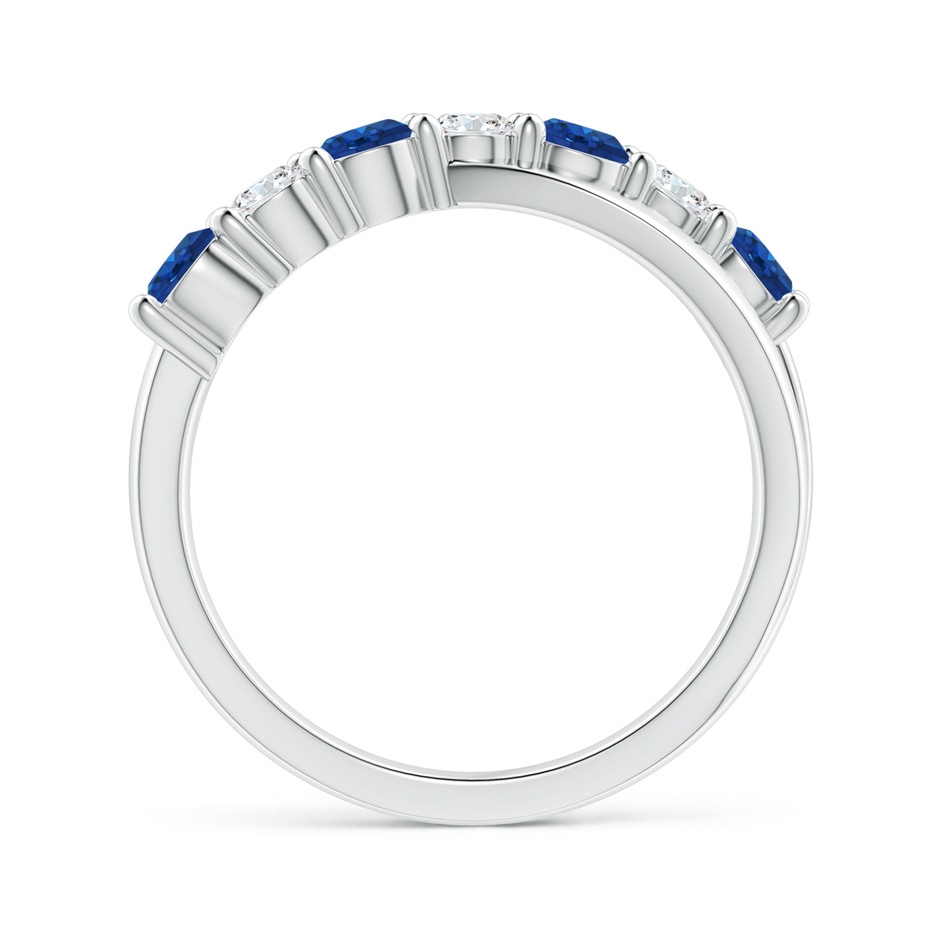 3.5mm AAA Round Blue Sapphire and Diamond Crossover Ring in P950 Platinum Side 199