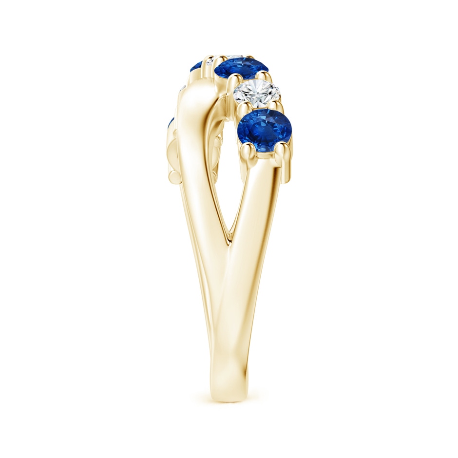 3.5mm AAA Round Blue Sapphire and Diamond Crossover Ring in Yellow Gold Side 299