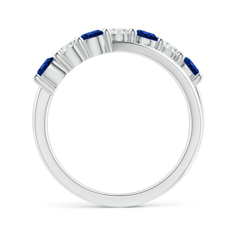 3.5mm AAAA Round Blue Sapphire and Diamond Crossover Ring in P950 Platinum Side 199