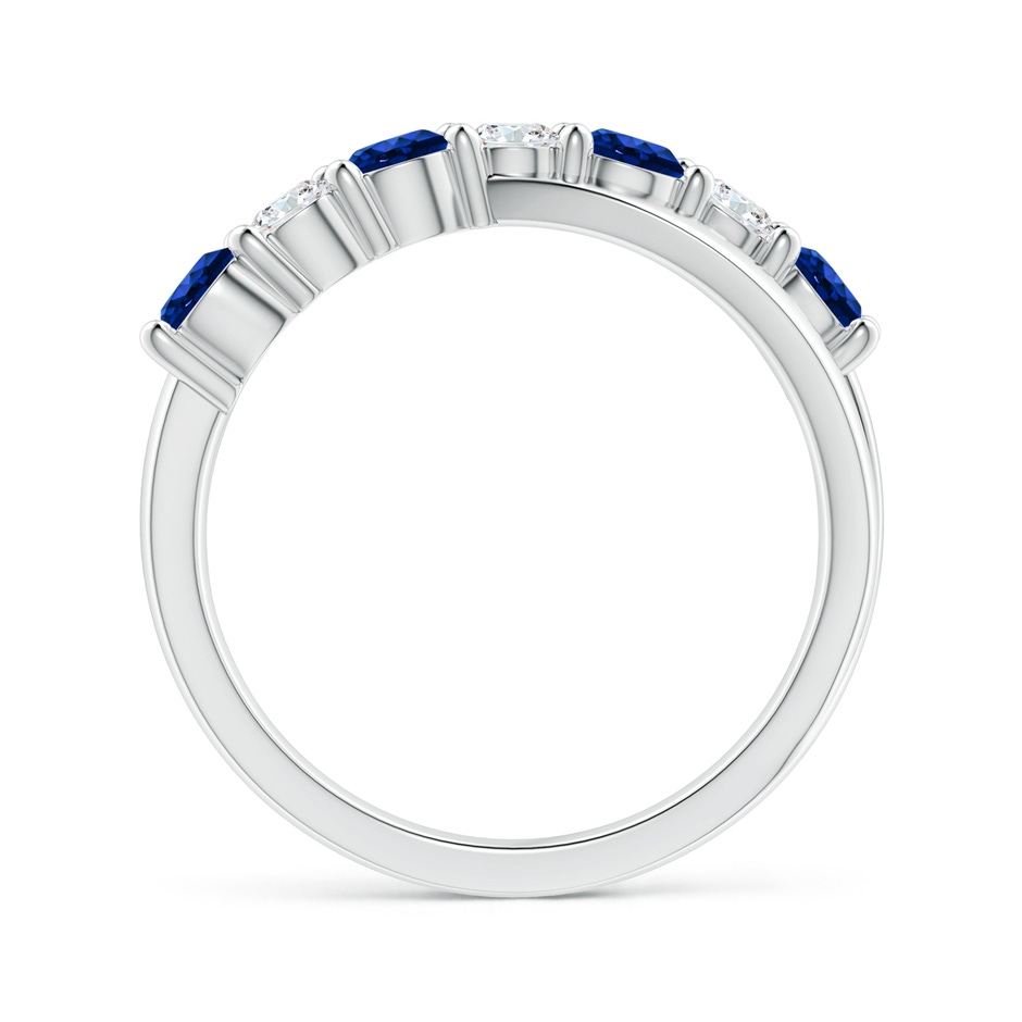 3.5mm Lab-Grown Round Blue Sapphire and Diamond Crossover Ring in White Gold side 199