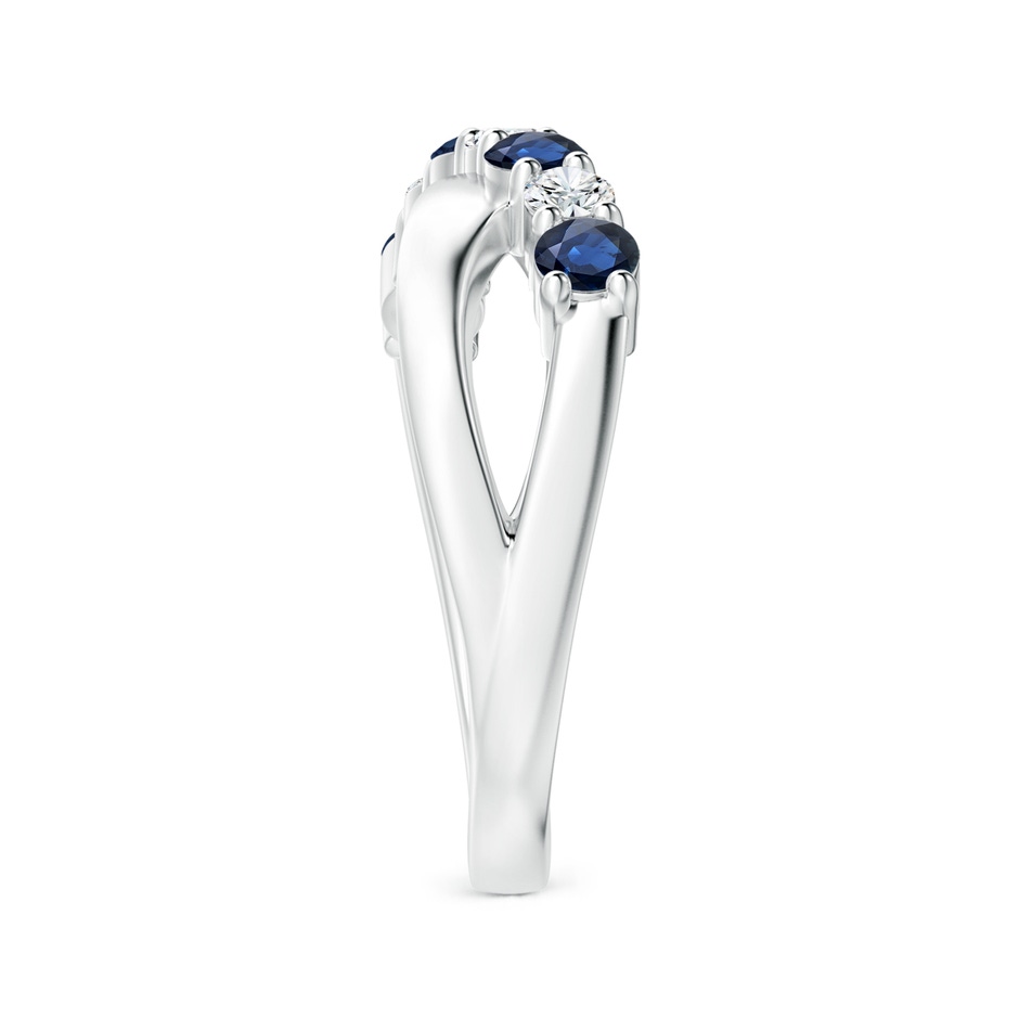3mm AA Round Blue Sapphire and Diamond Crossover Ring in P950 Platinum Side 299