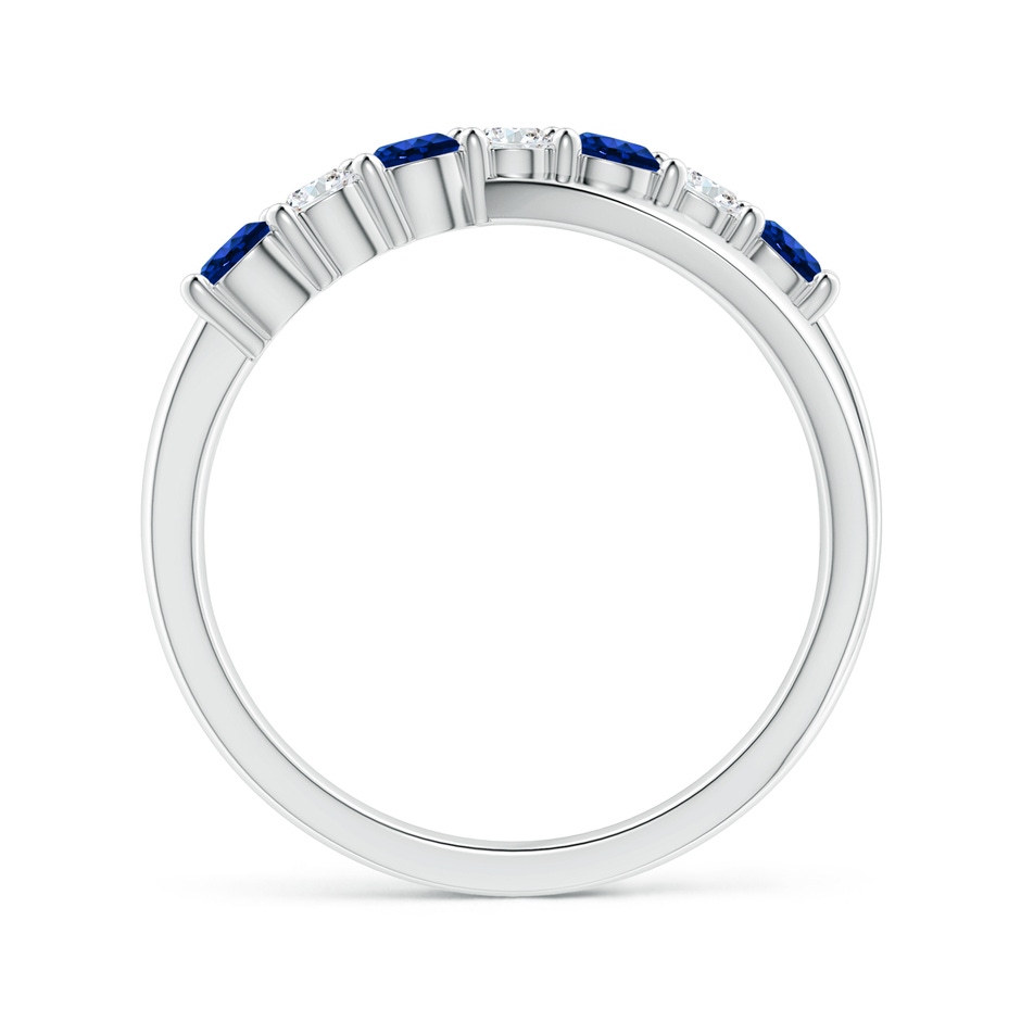 3mm AAAA Round Blue Sapphire and Diamond Crossover Ring in P950 Platinum Side 199