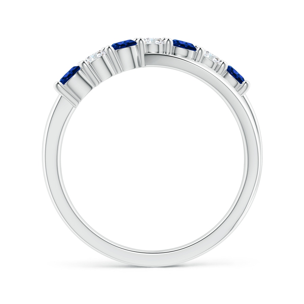 3mm Lab-Grown Round Blue Sapphire and Diamond Crossover Ring in White Gold - side 199